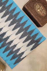 Pure Cotton Ikat Weaved Fabric - Blue